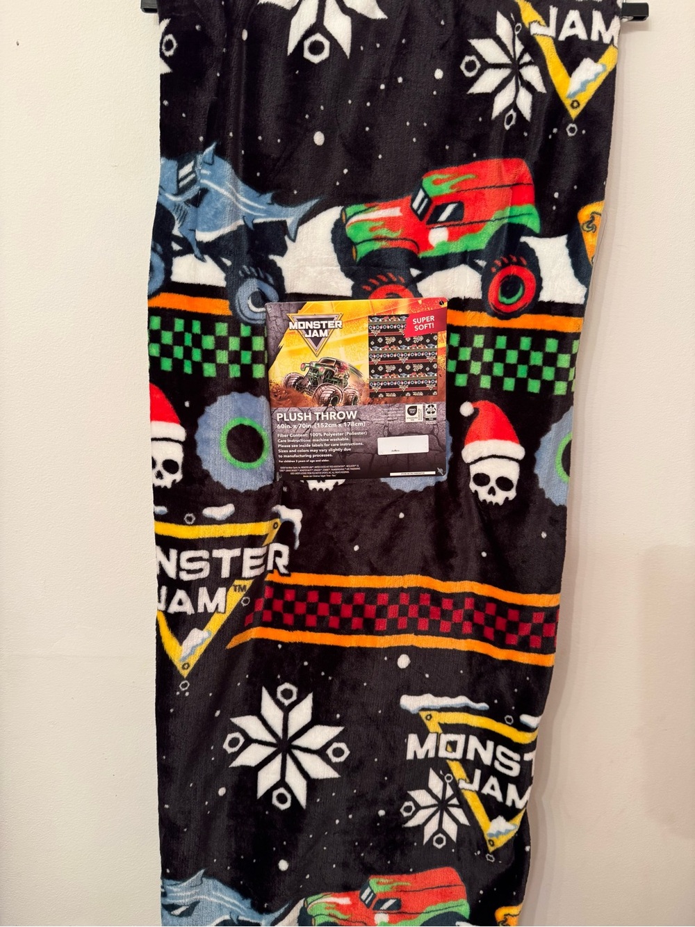 Monster Jam Christmas Plush Throw Blanket